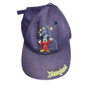 Vintage 90s Disneyland Character Hat Cap Mickey Mouse Fantasia Adjustable Strap